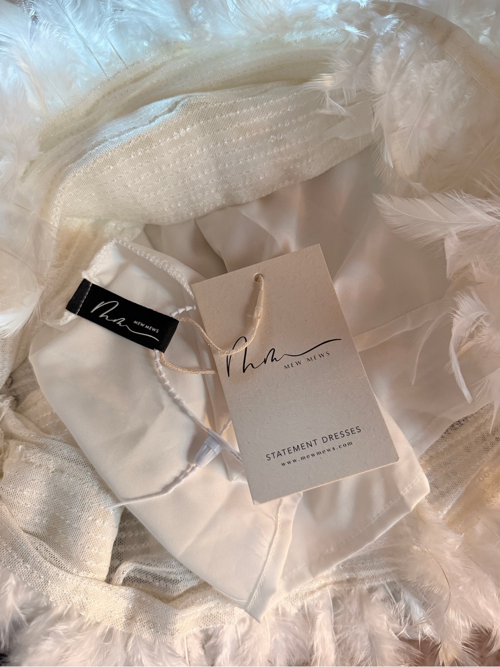 Mew Mews White Fringe & Feather Mini Dress - Picture 9 of 9